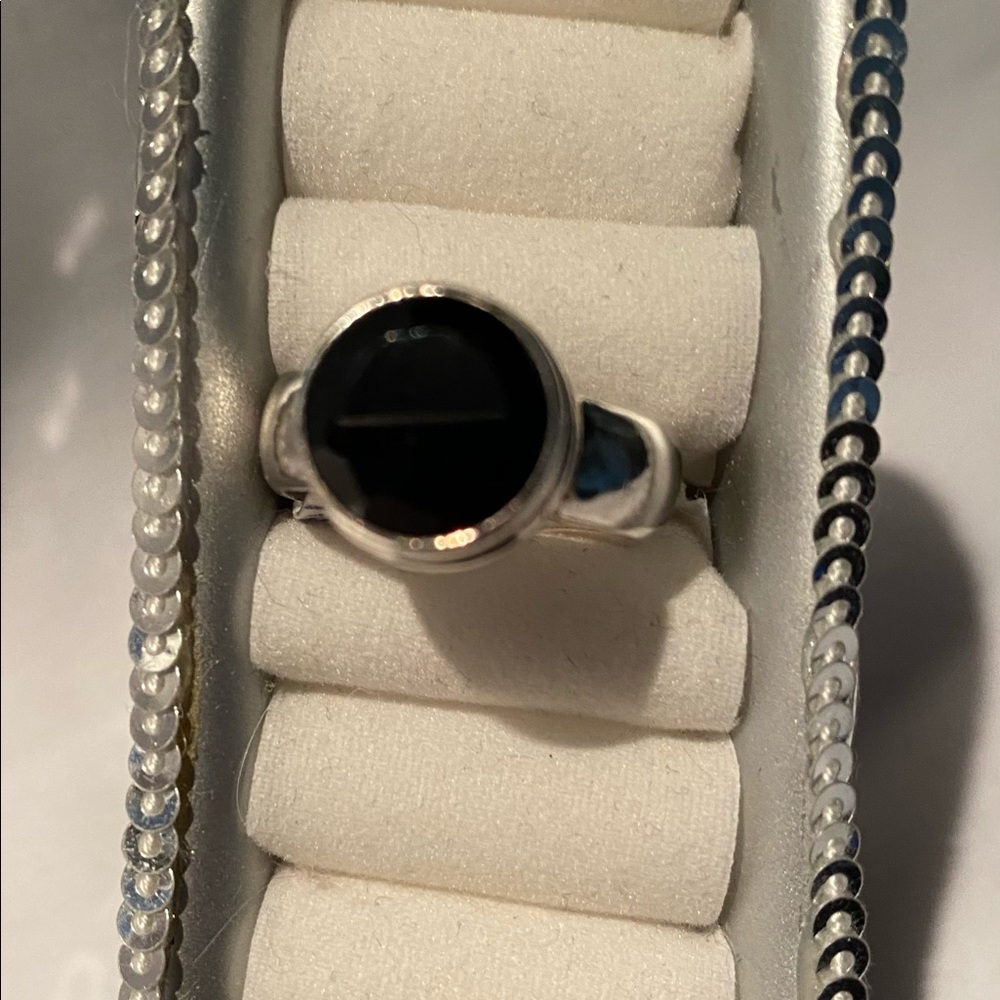 Black onyx sterling silver ring